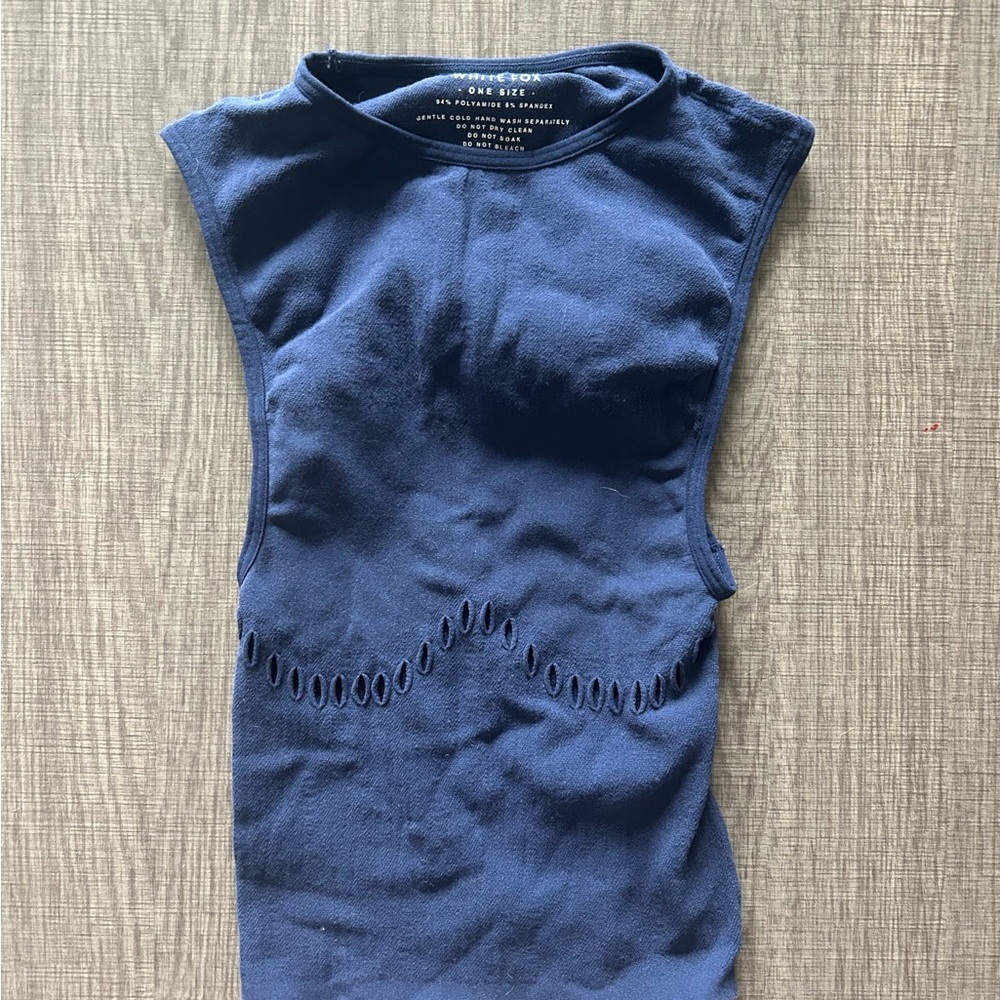 Navy Sleeveless Top with cutout Detail